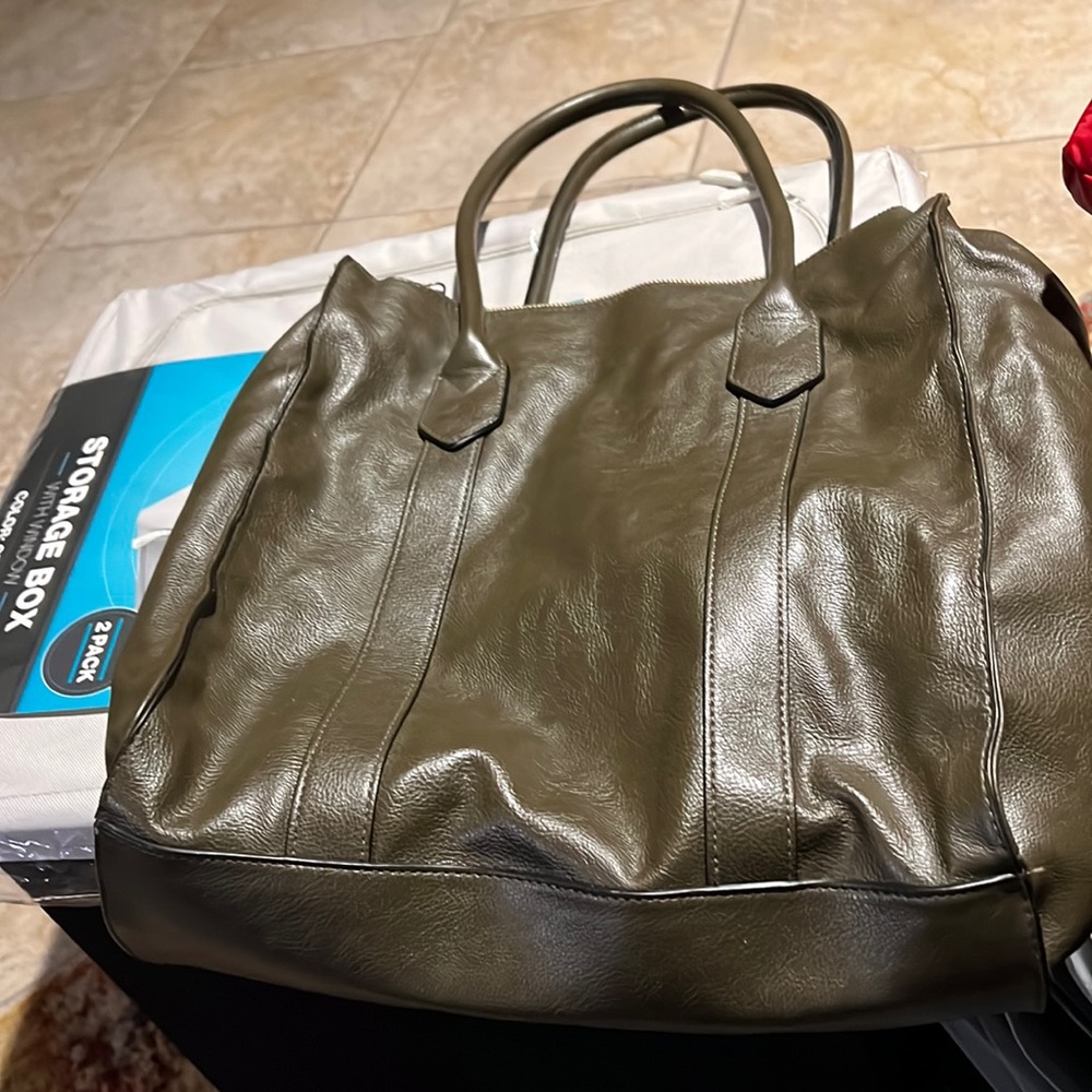 Olive green tote bag
